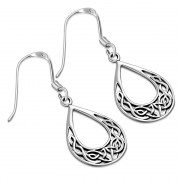 Drop Shape Celtic Knot Sterling Silver Earrings - ep331